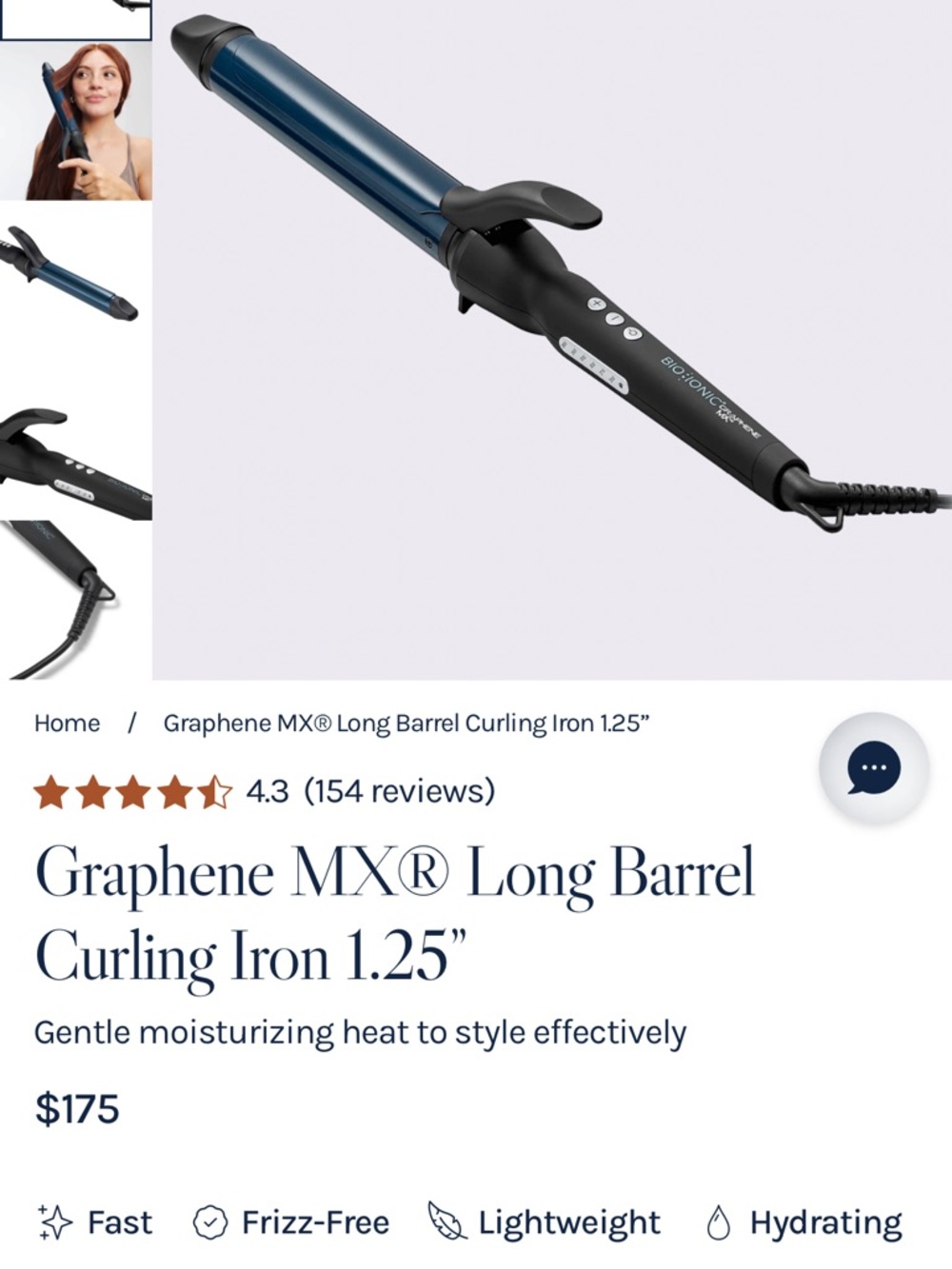 1.25" Black Curling Iron with Detangling Paddle Brush - Picture 3 of 3